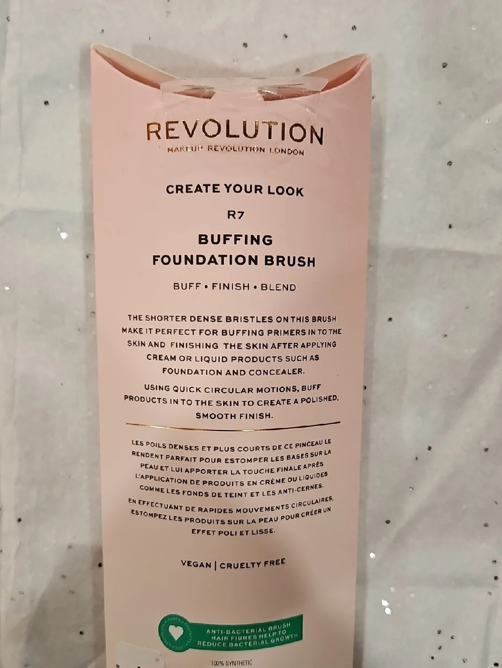 NWT Revolution Rose Gold Handle Buffing Foundation Brush with Pink Bristles